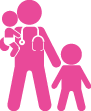 pink caregiver and child