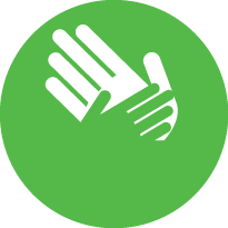 green circle with two hands